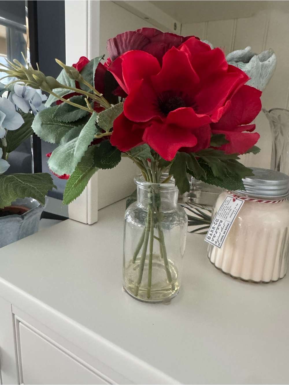 Pottery Barn Red Rose & Poppy Arrangement ~ 4th of July